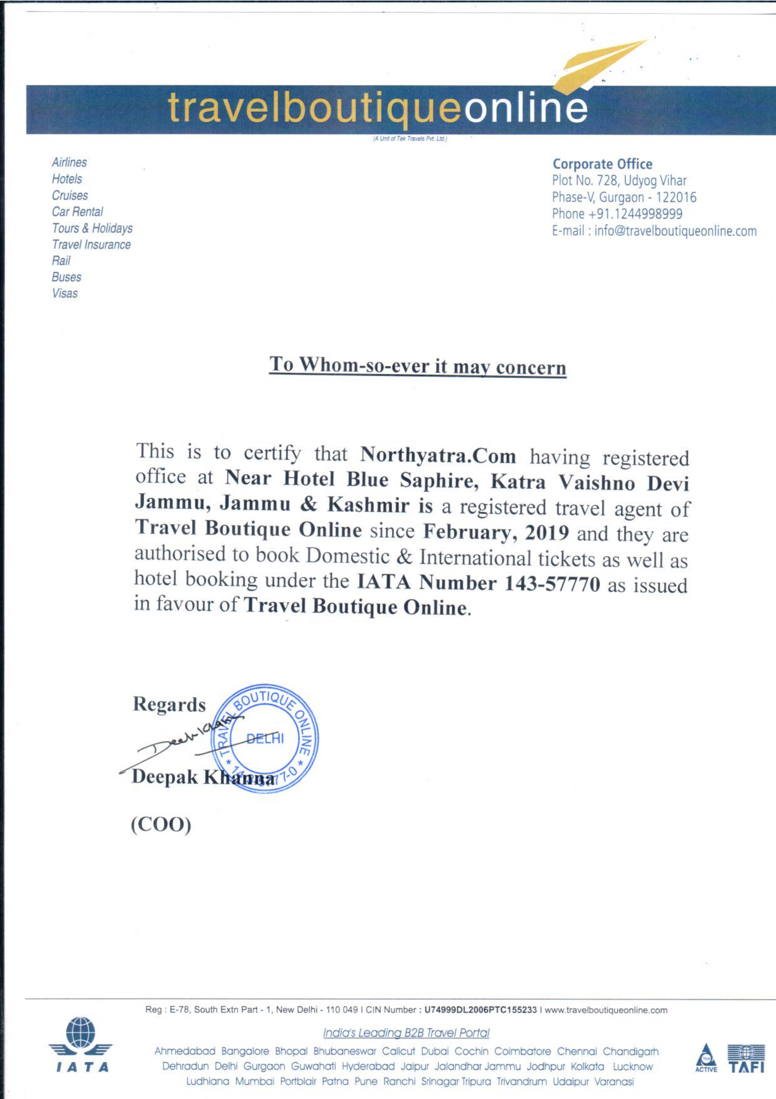 IATA Certificate